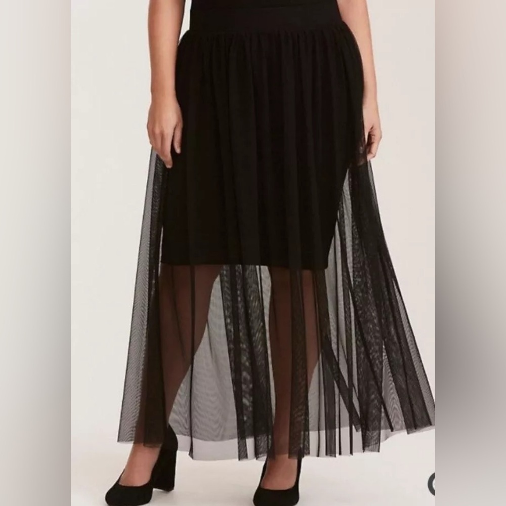 Torrid Black Mesh Illusion Maxi Skirt